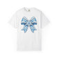 Blue Snowflake Bow T-Shirt — Winter Holiday Graphic Tee