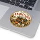 I Brake for Farmstands Round Vinyl Sticker — Vintage Fall Farmstand Pumpkin & Sunflower Decal
