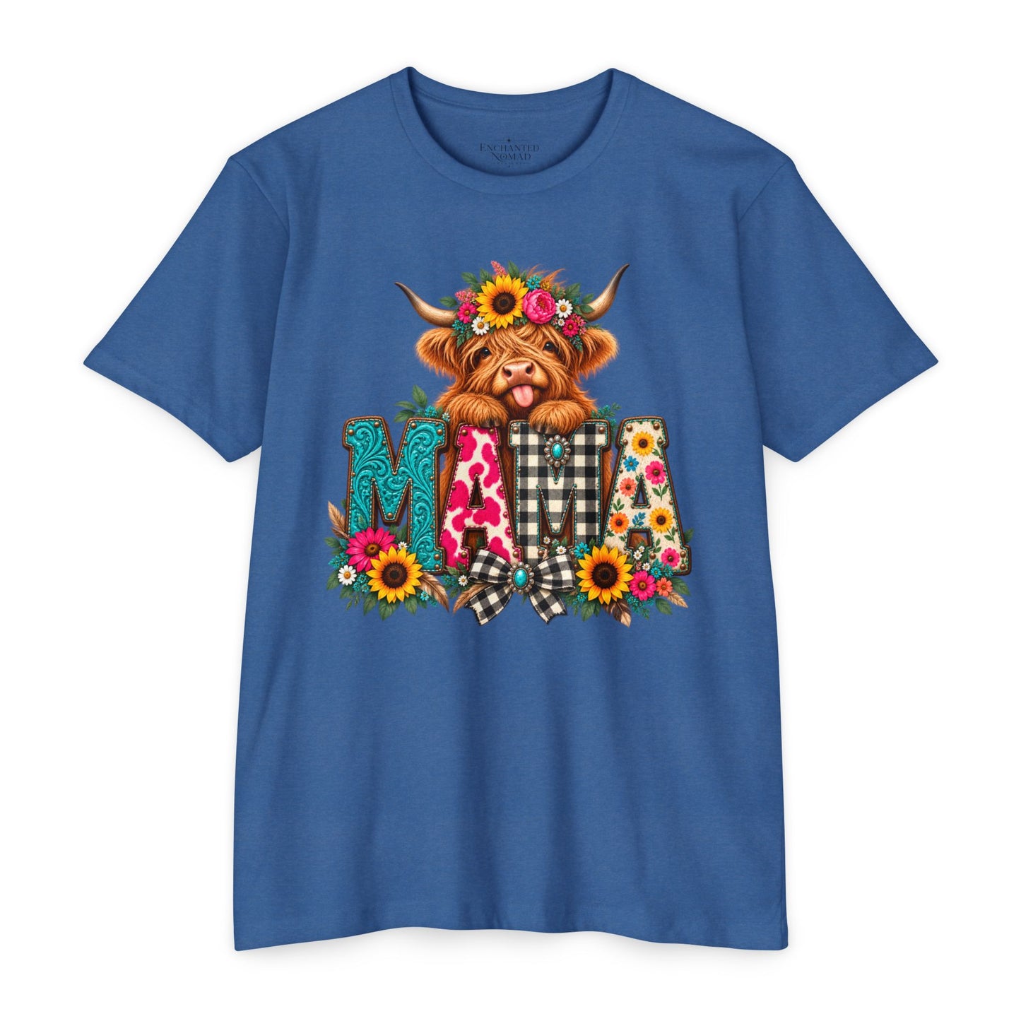 Mama Highland Cow Floral Graphic Tee