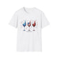Patriotic Wine Glasses T-Shirt – Fourth of July Red White & Blue Wine Tee