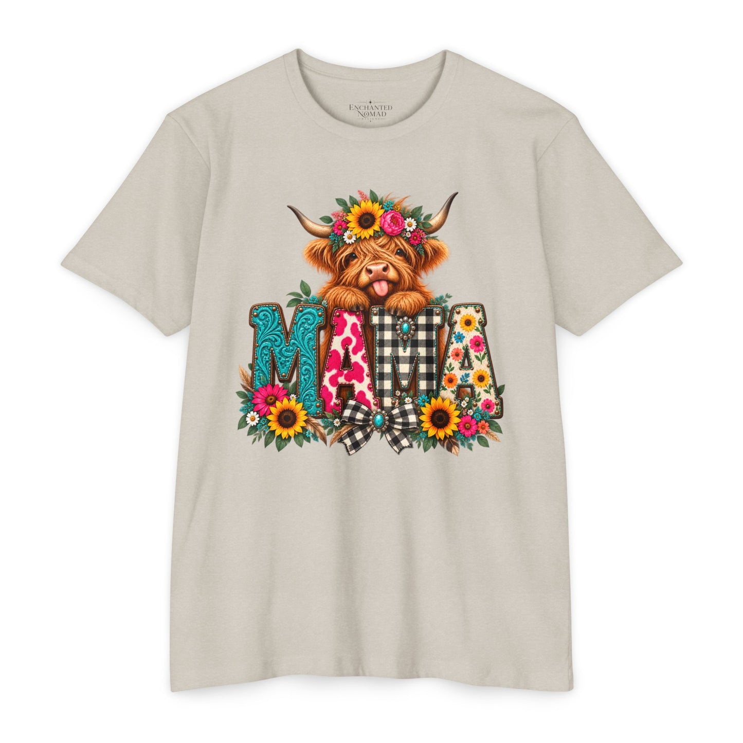 Mama Highland Cow Floral Graphic Tee