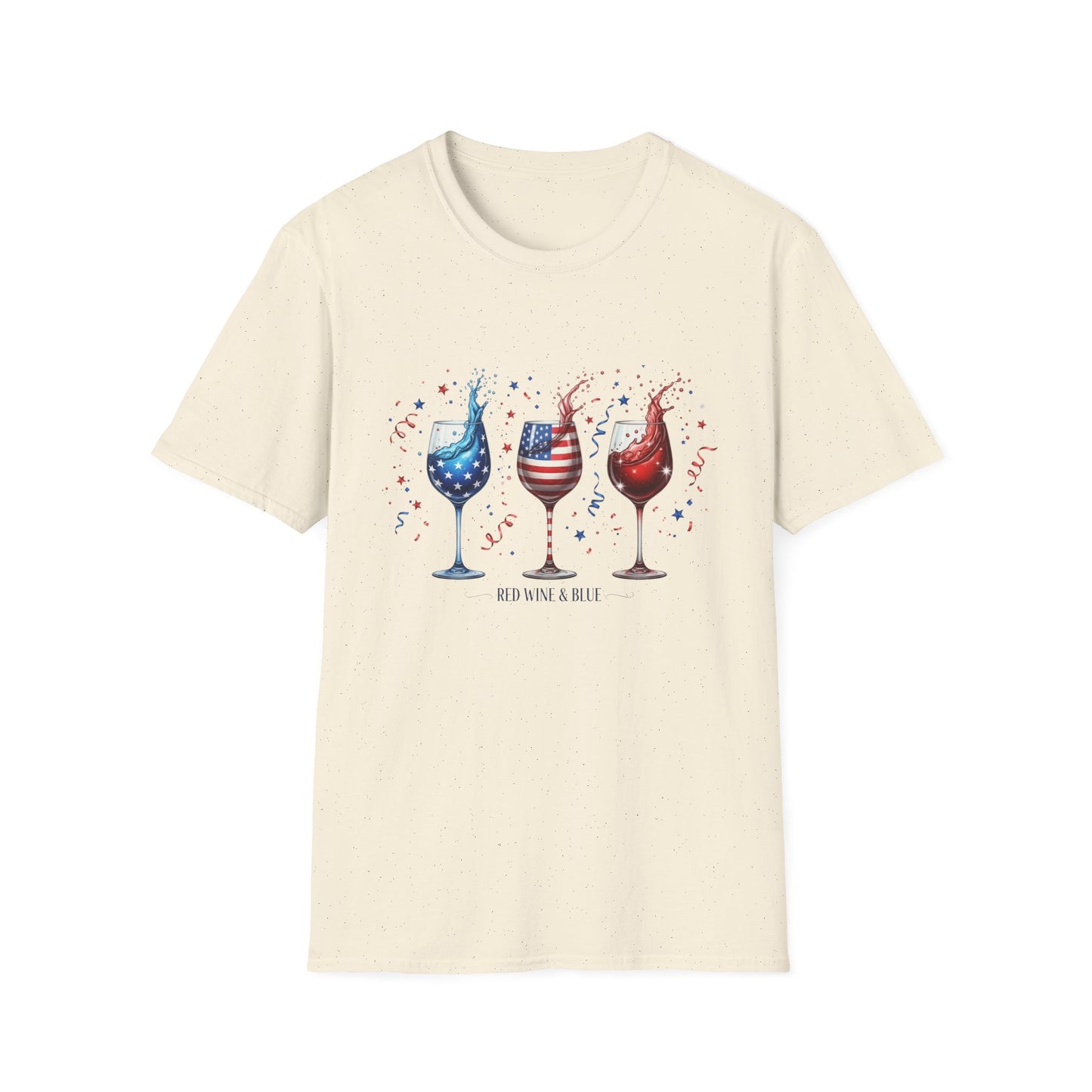 Patriotic Wine Glasses T-Shirt – Fourth of July Red White & Blue Wine Tee