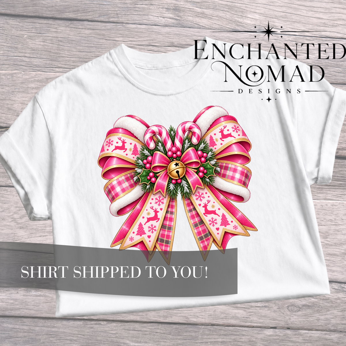 Christmas Pink Gift Bow T-Shirt