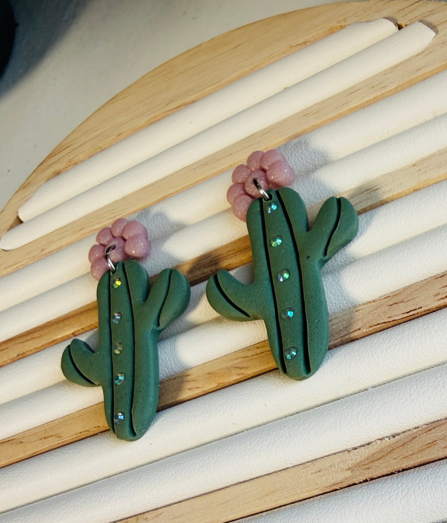 Desert Bloom Cactus Dangle Polymer Clay Earrings