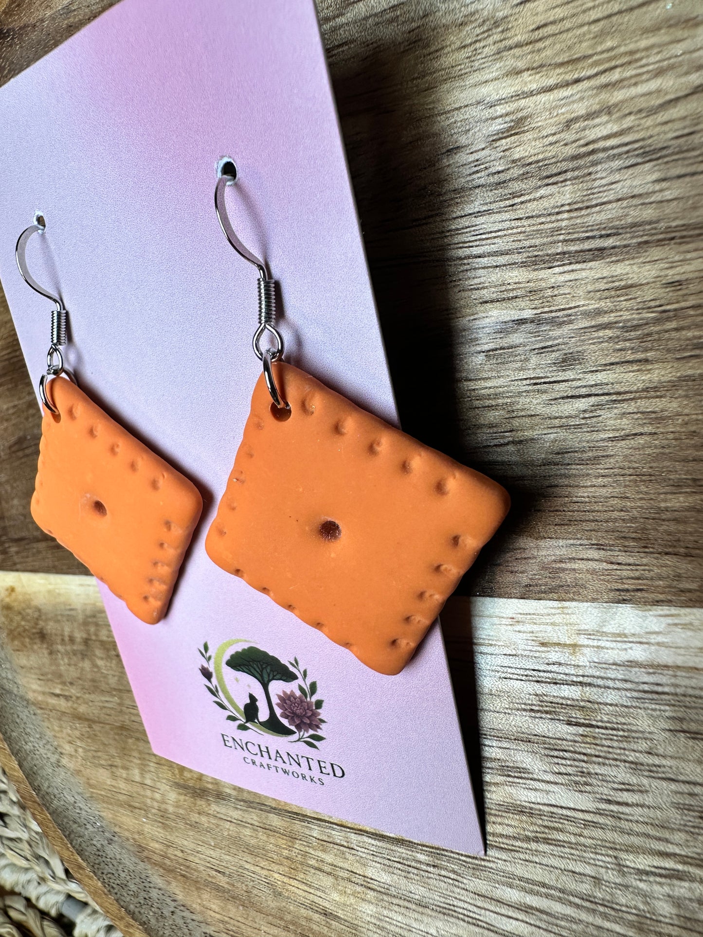 Cheddar Cracker Polymer Clay Dangle Earrings
