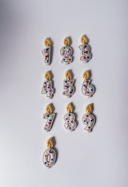 Custom Birthday Candle Numbers Polymer Clay Charms | Personalized Dangle Earrings