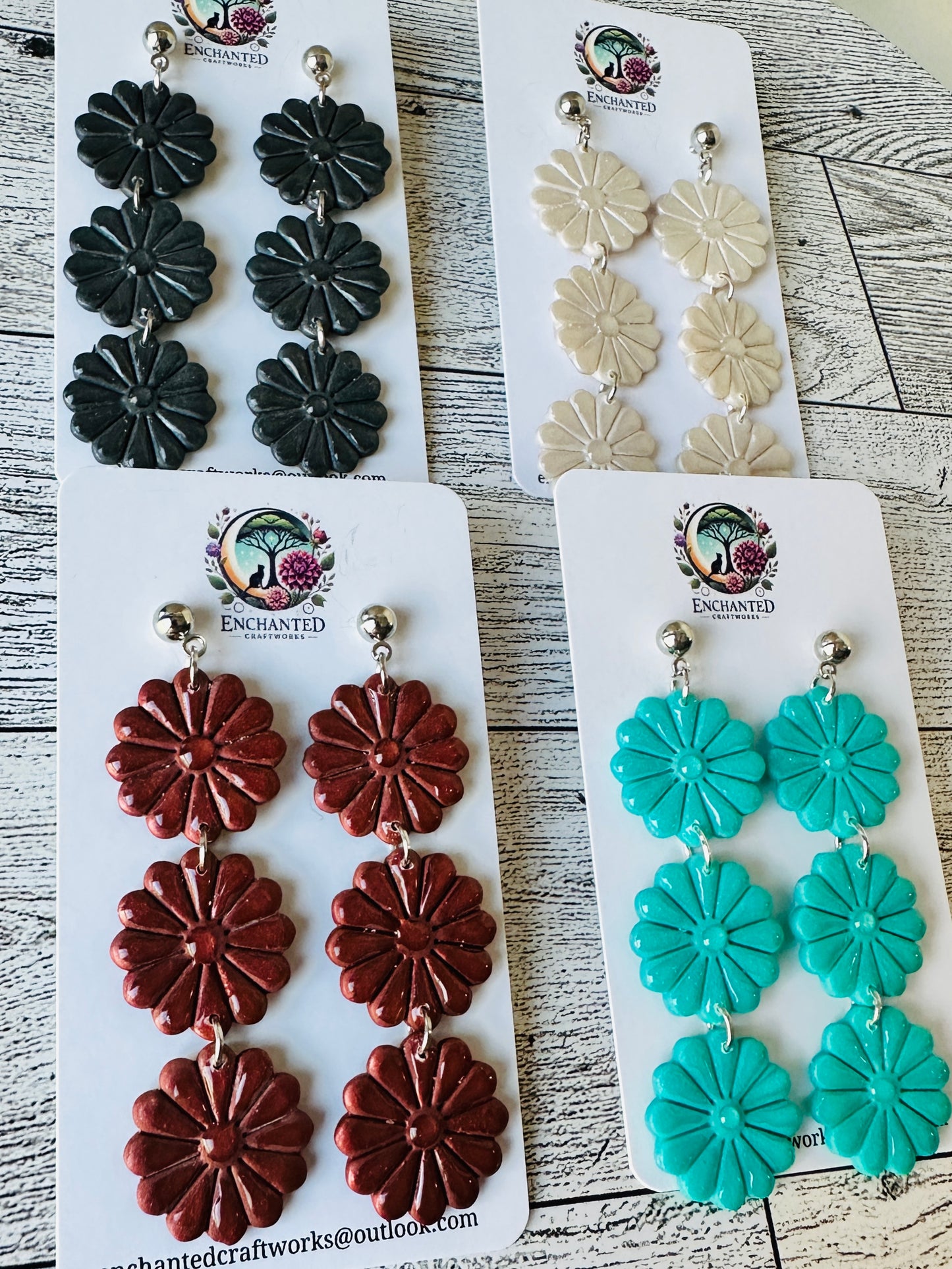 Enchanted Daisy Dangles – Handcrafted Polymer Clay Earrings