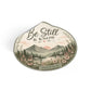 Be Still & Know Round Vinyl Sticker — Psalm 46:10 Nature Mountain Faith Decal