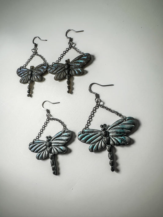 Mystic Dragonfly Polymer Clay Dangles Earrings