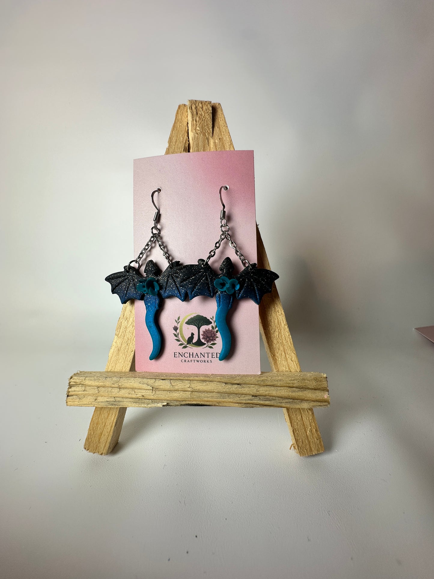 Medium Dragon Polymer Clay Dangle Earrings