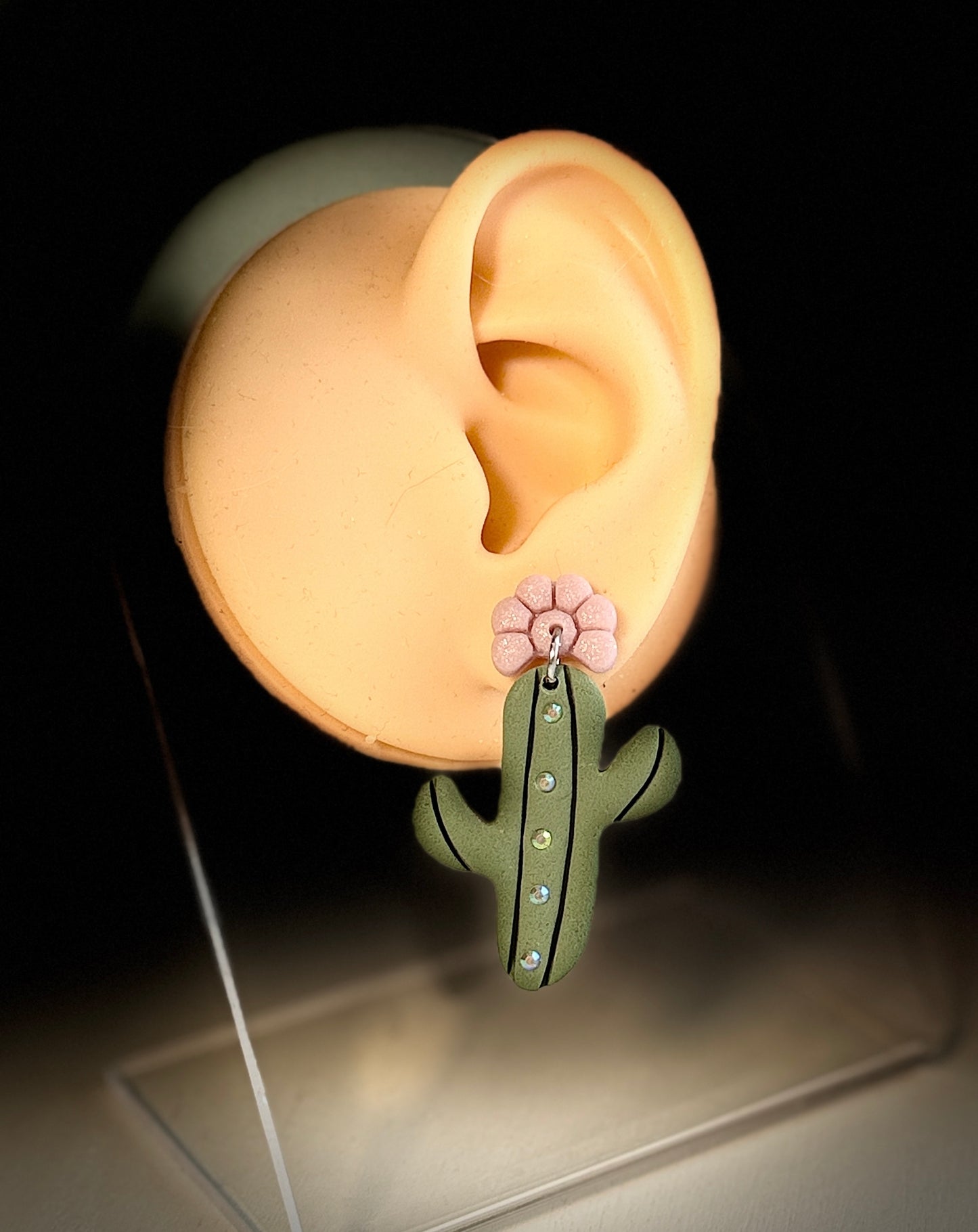 Desert Bloom Cactus Dangle Polymer Clay Earrings