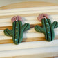 Desert Bloom Cactus Dangle Polymer Clay Earrings