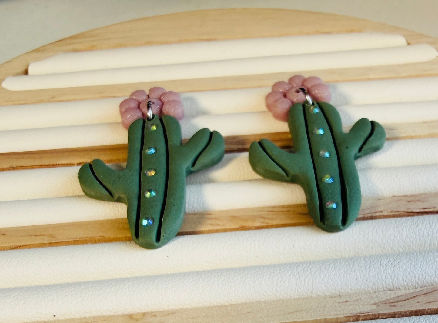 Desert Bloom Cactus Dangle Polymer Clay Earrings