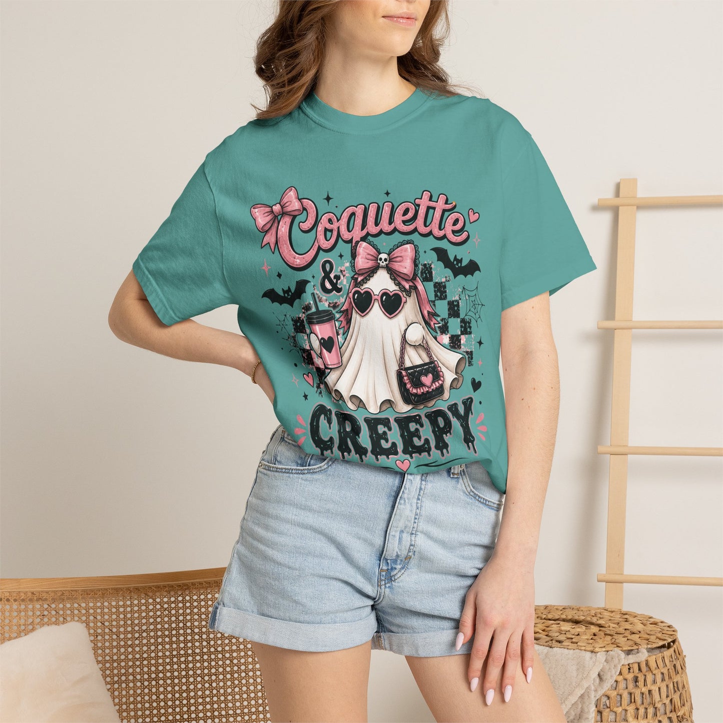 Coquette & Creepy Ghost Tee – Cute Gothic Halloween T-Shirt