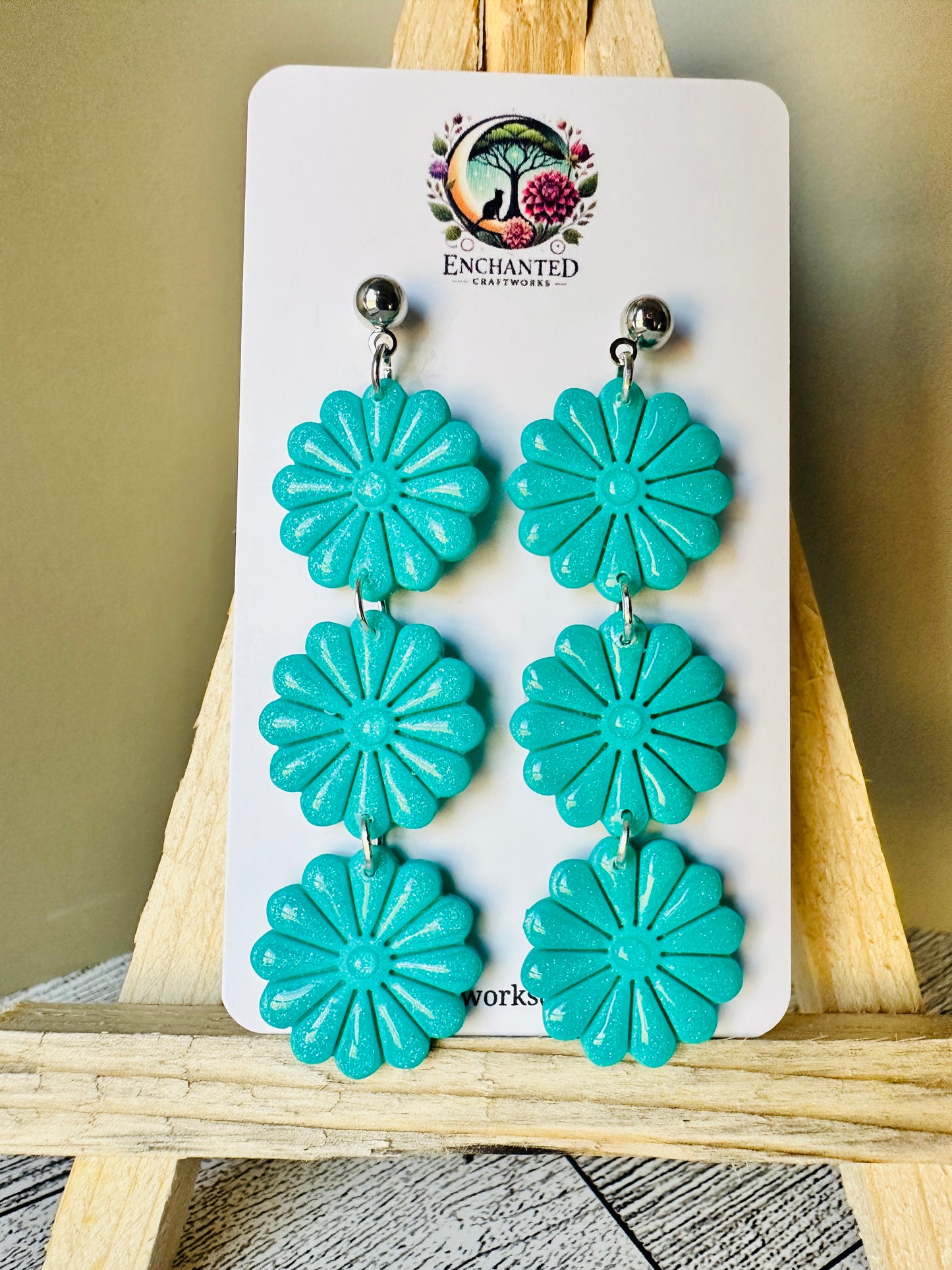 Enchanted Daisy Dangles – Handcrafted Polymer Clay Earrings