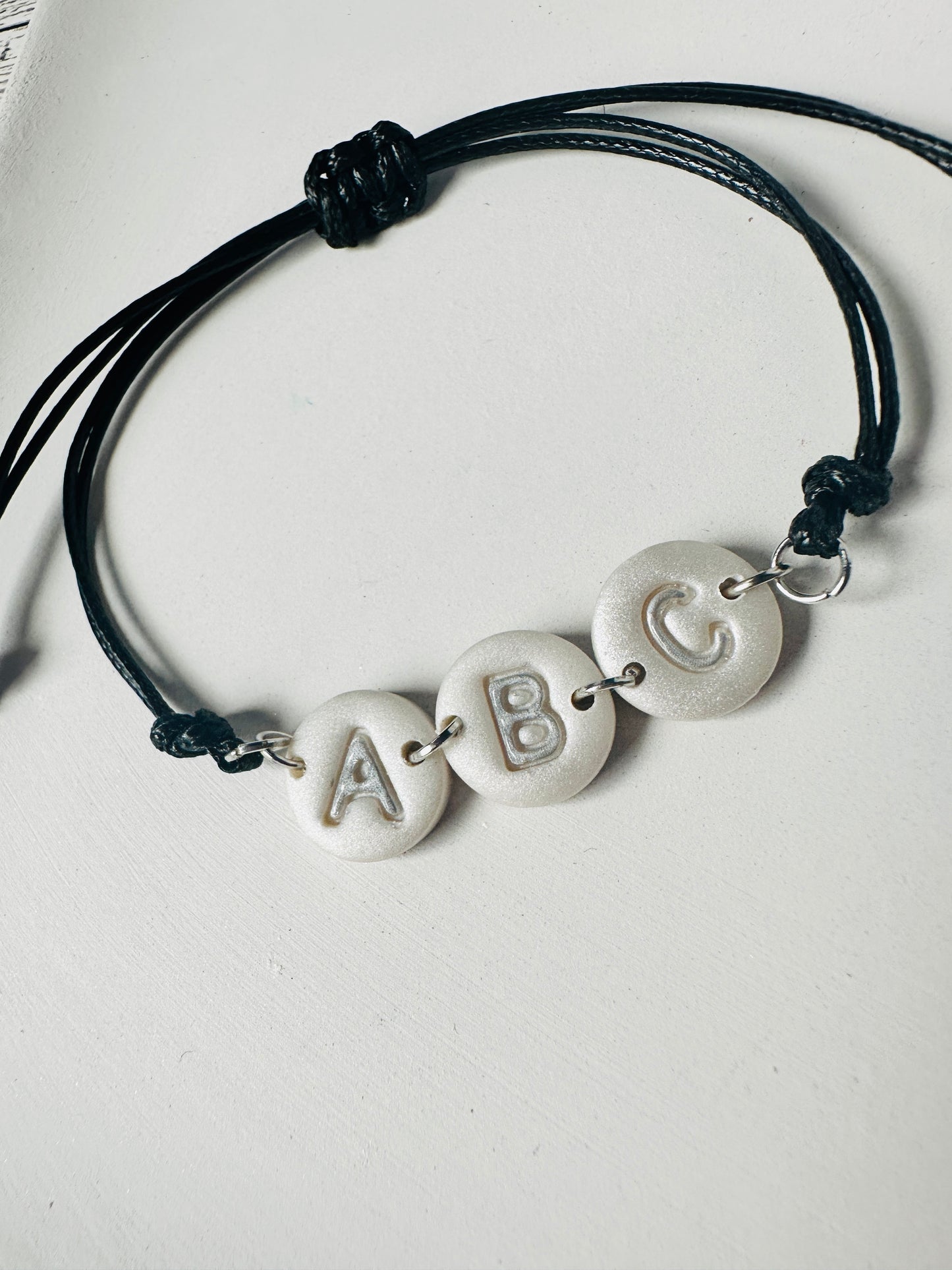 Enchanted Initial Polymer Clay Adjustable Bracelet
