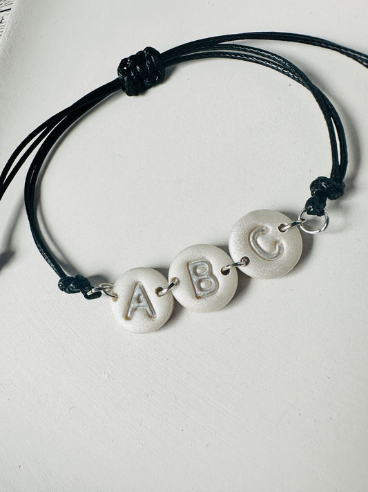 Enchanted Initial Polymer Clay Adjustable Bracelet