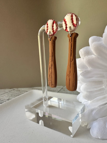 Enchanted Batter Up | Baseball and Softball | Sports Polymer Clay Dangle Earrings