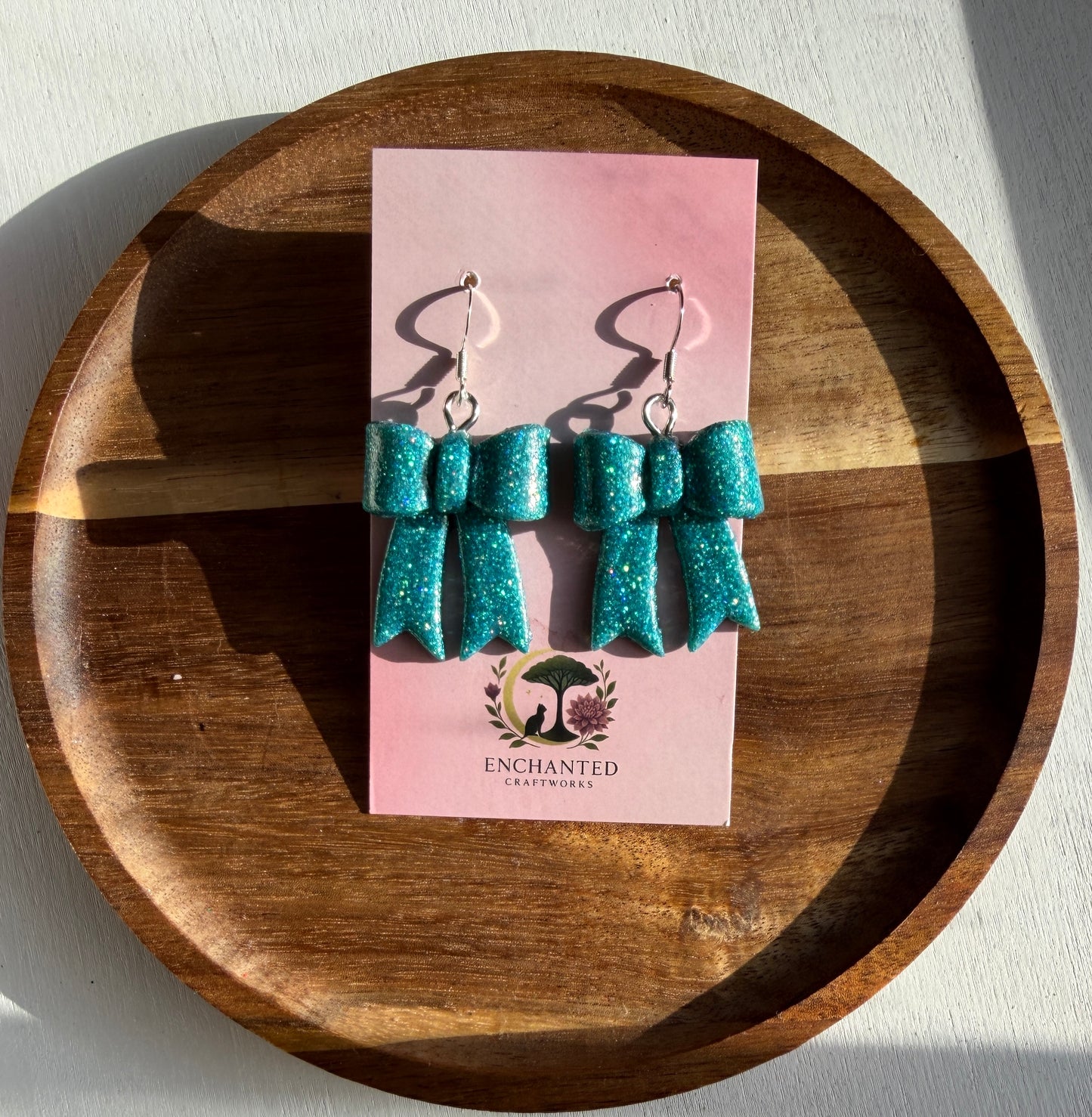 Classic Hand-Folded Bow Polymer Clay Dangle Earrings