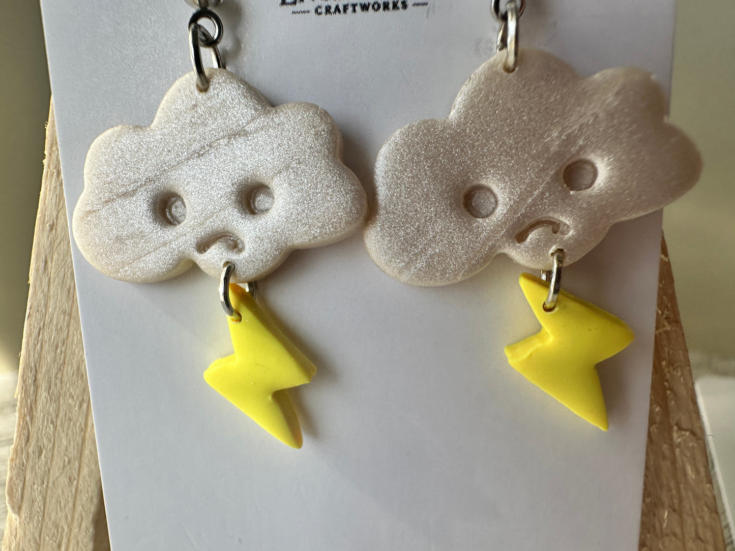 Stormy Cloud Dangle Earrings – Handmade Polymer Clay with Stainless Steel Posts