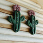 Desert Bloom Cactus Dangle Polymer Clay Earrings