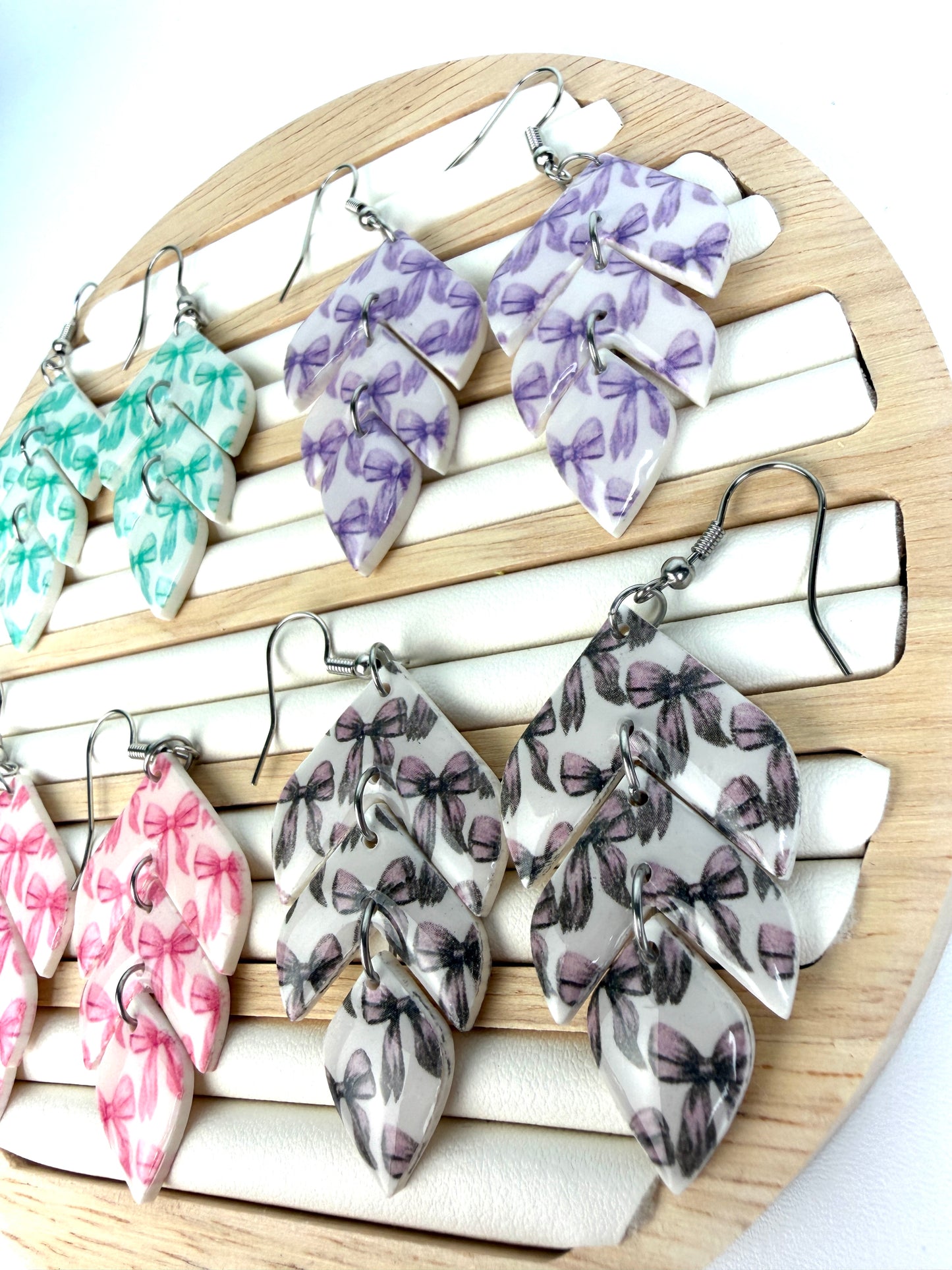 Enchanted Bow Leaf Trio Cascade Dangles