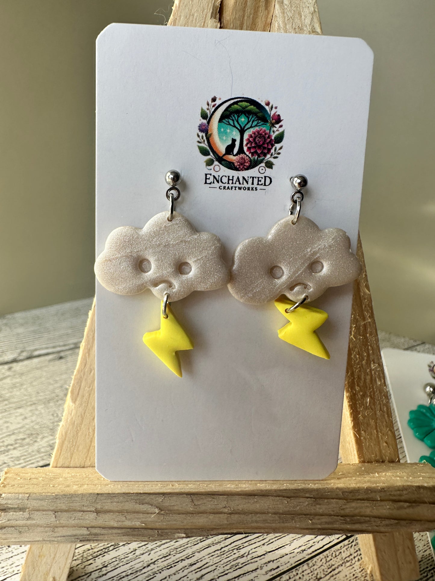 Stormy Cloud Dangle Earrings – Handmade Polymer Clay with Stainless Steel Posts