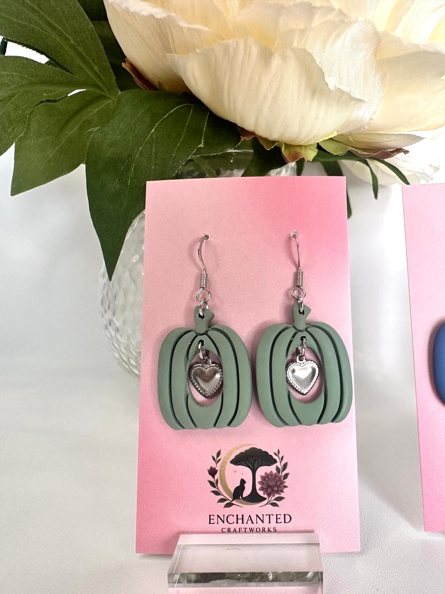 Enchanted Pumpkin Love - Polymer Clay Dangle Earrings