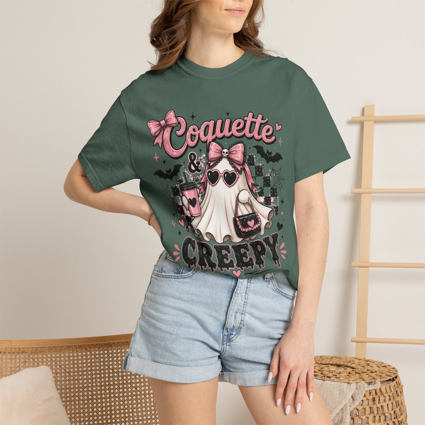 Coquette & Creepy Ghost Tee – Cute Gothic Halloween T-Shirt