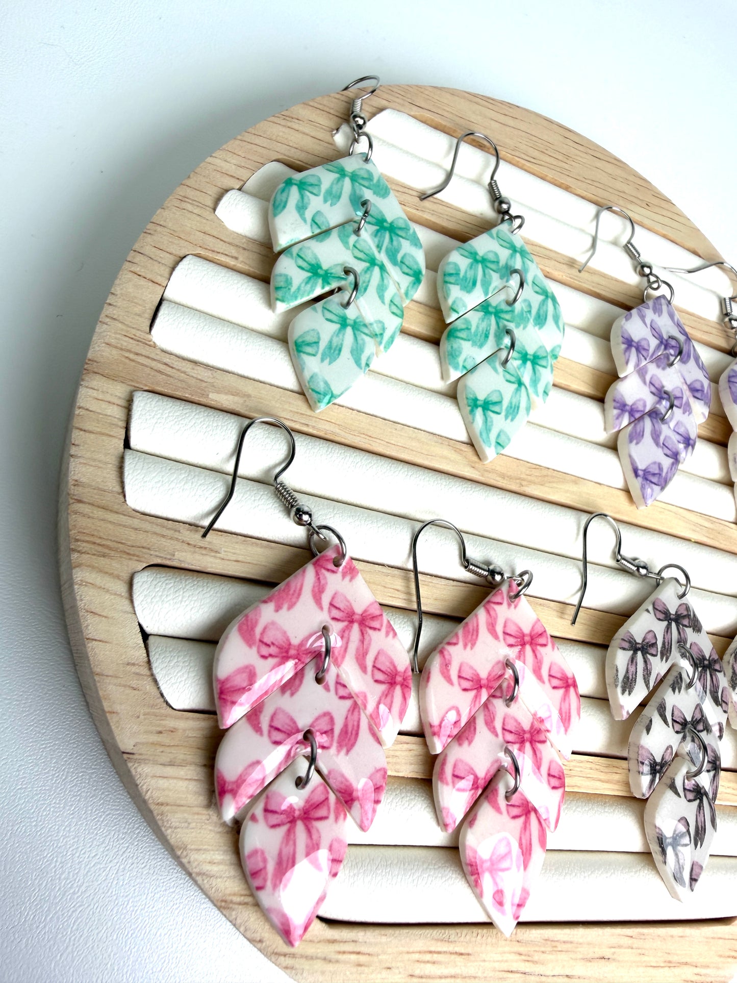 Enchanted Bow Leaf Trio Cascade Dangles