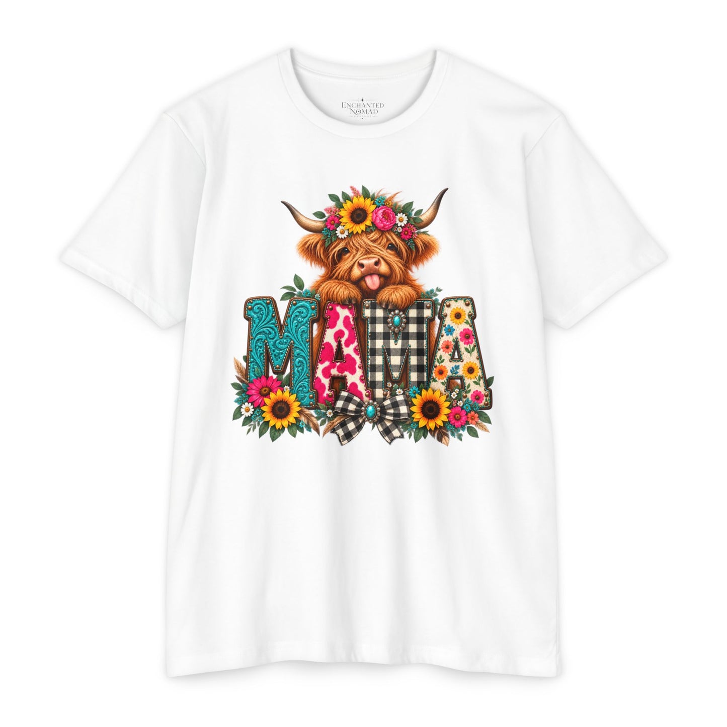 Mama Highland Cow Floral Graphic Tee