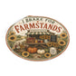 I Brake for Farmstands Round Vinyl Sticker — Vintage Fall Farmstand Pumpkin & Sunflower Decal