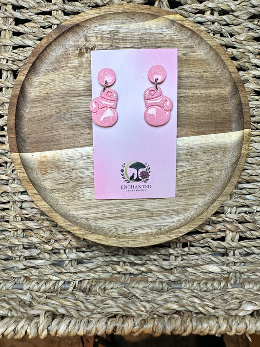 Enchanted Pink Boxing Glove Dangle Earrings
