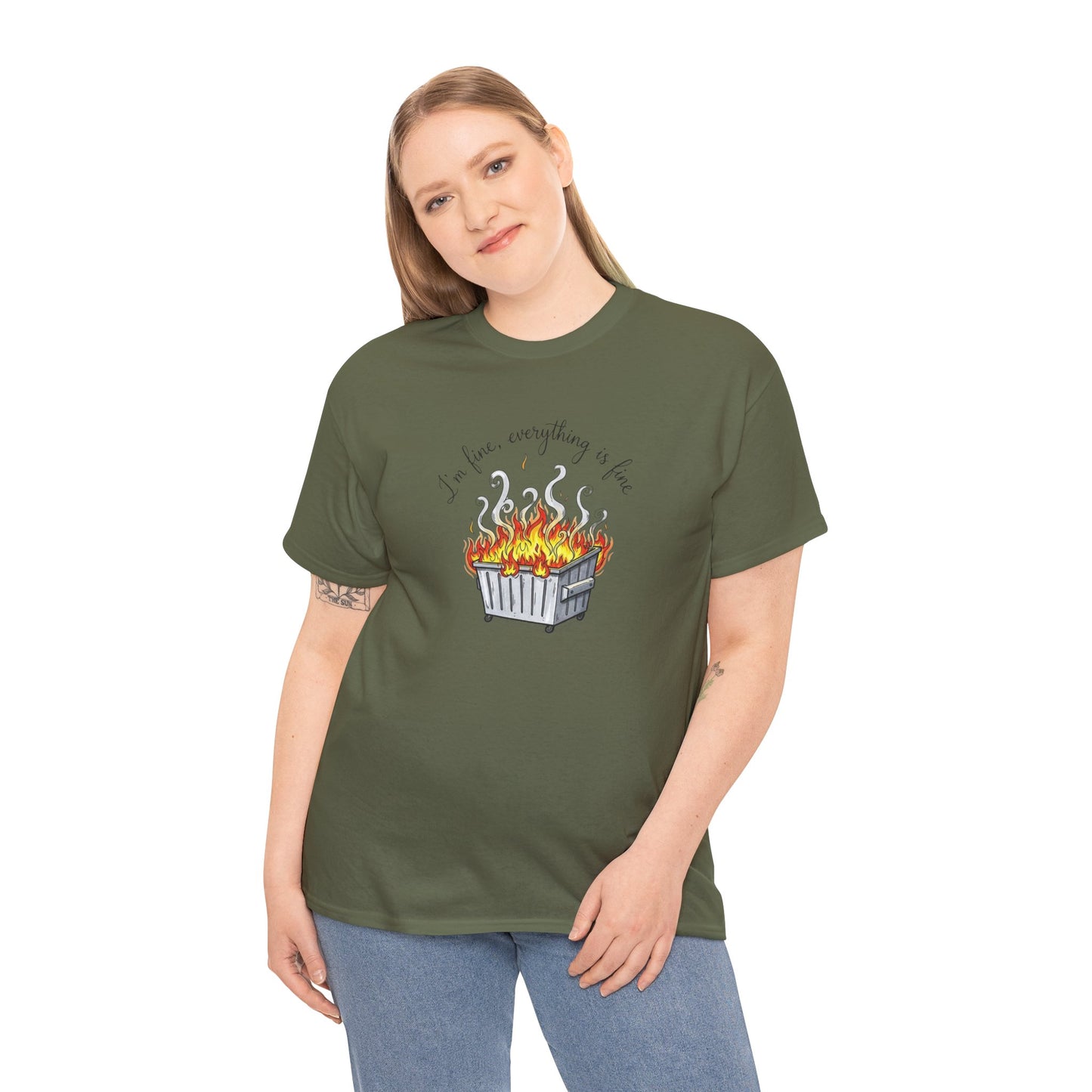 T-Shirt — 'It's Fine, Everything Is Fine' Dumpster Fire Graphic Tee