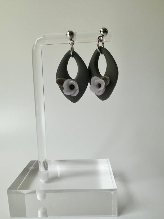 Midnight Bloom Petal Polymer Clay Earring