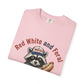 Patriotic Raccoon T-Shirt — "Red White and Feral" Hot Dog Design