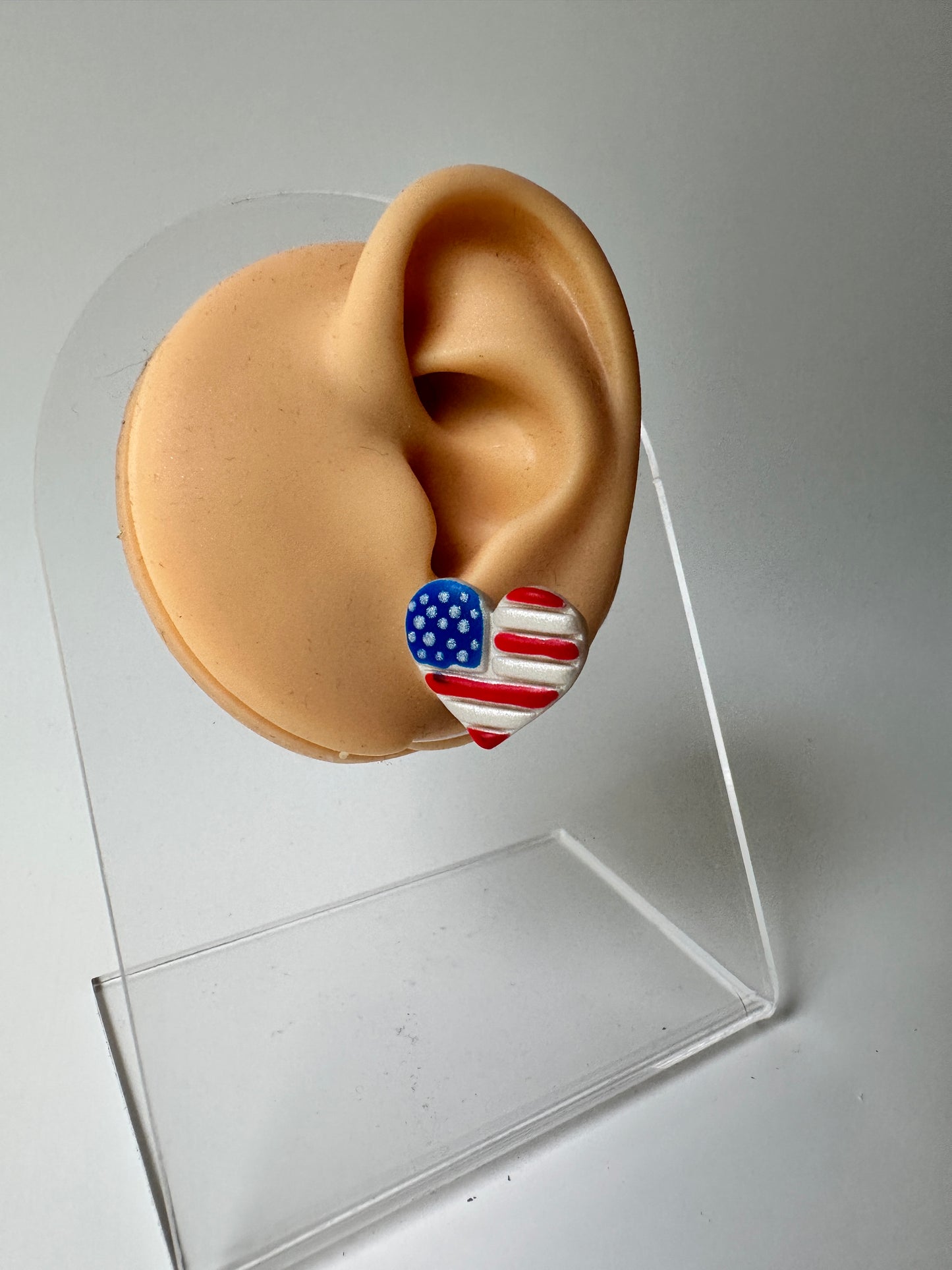 Patriotic Heart Earrings – Polymer Clay