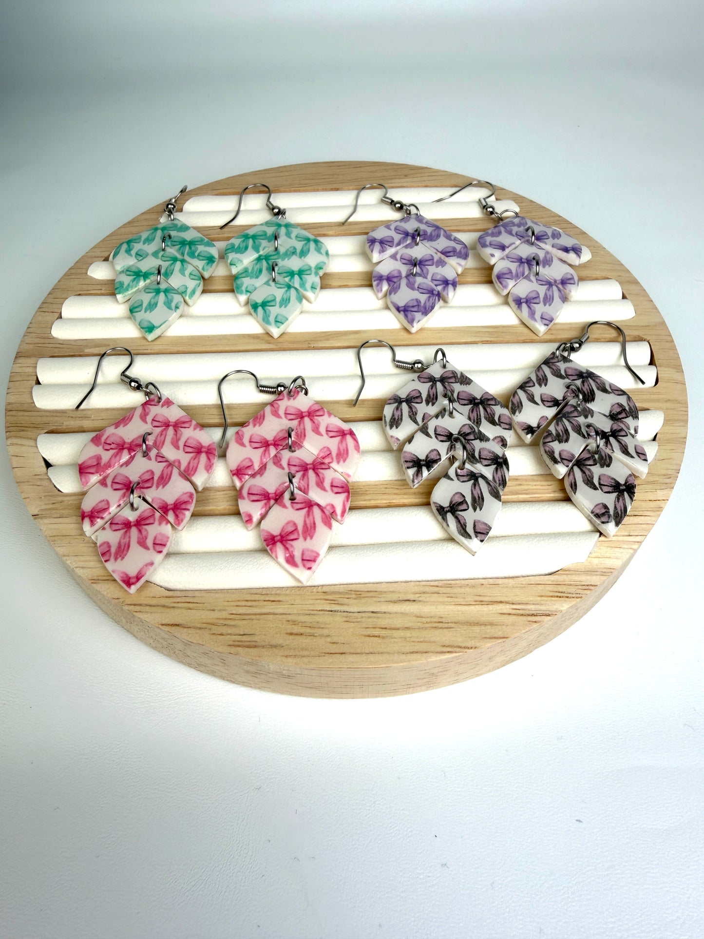 Enchanted Bow Leaf Trio Cascade Dangles