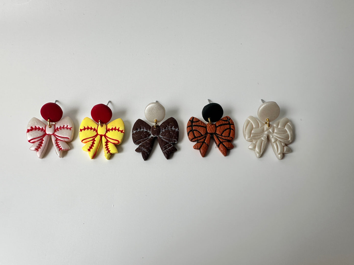 Enchanted Sideline Bows – Polymer Clay Dangle Earrings