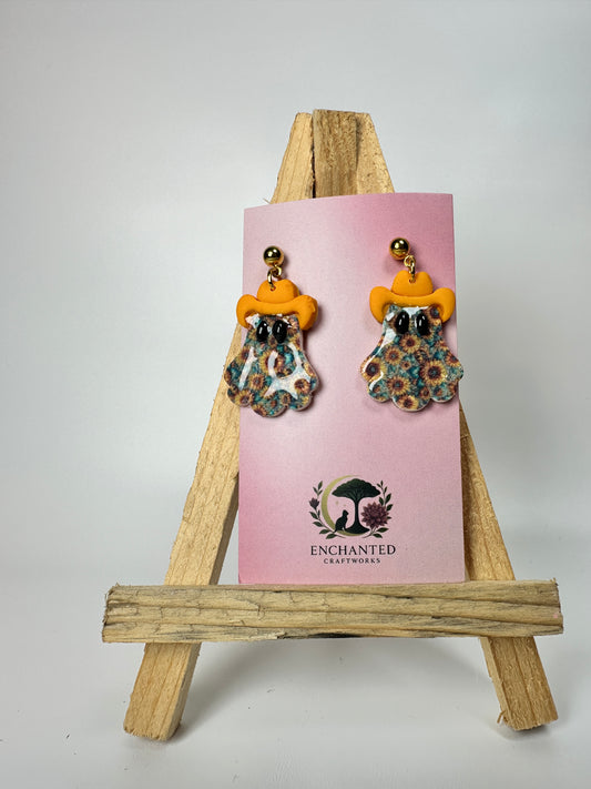 Cowboy Ghost Polymer Clay Earrings