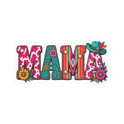 Mama Kiss-Cut Sticker — Colorful Floral Western Lettering