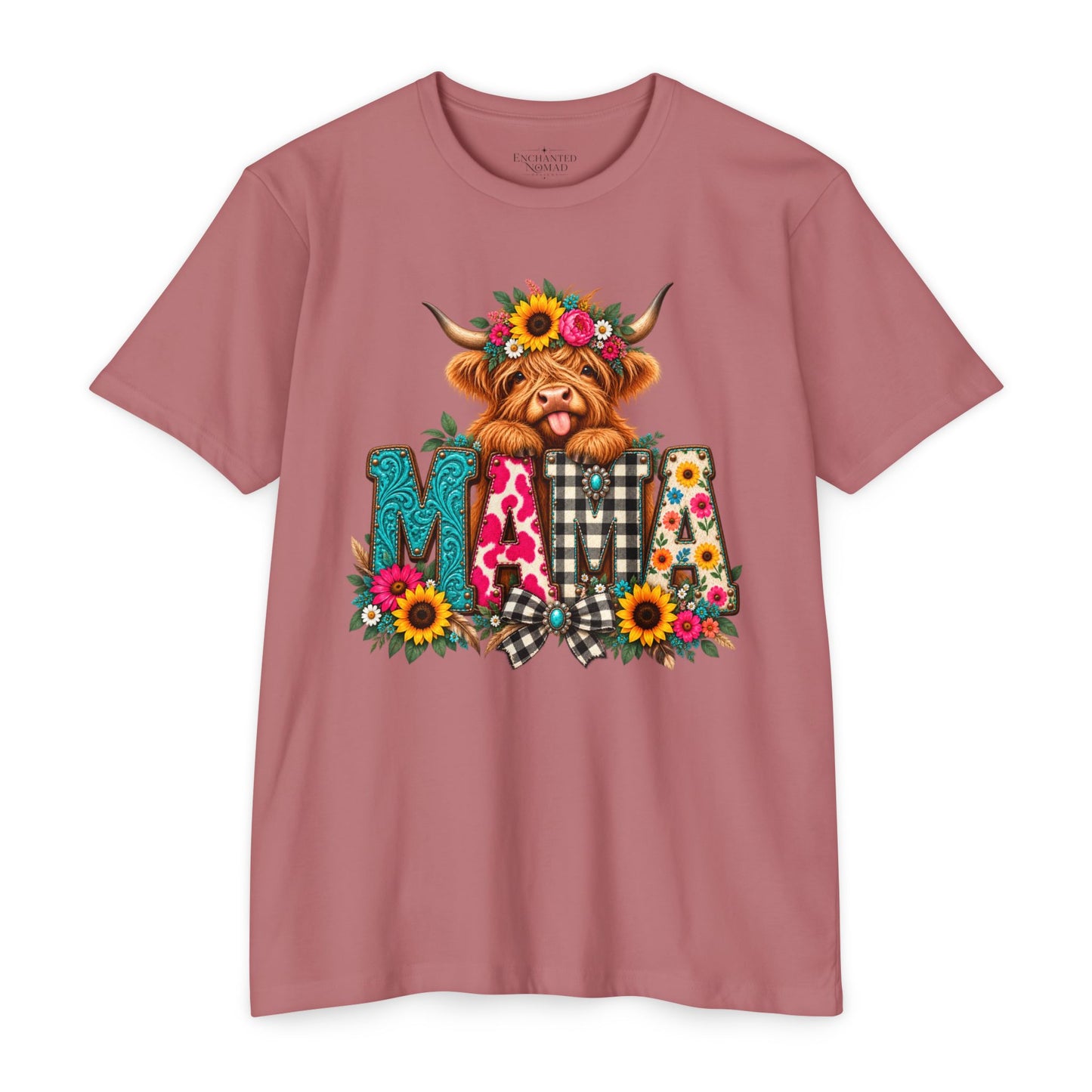 Mama Highland Cow Floral Graphic Tee