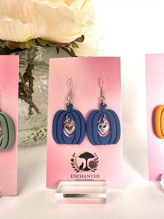 Enchanted Pumpkin Love - Polymer Clay Dangle Earrings