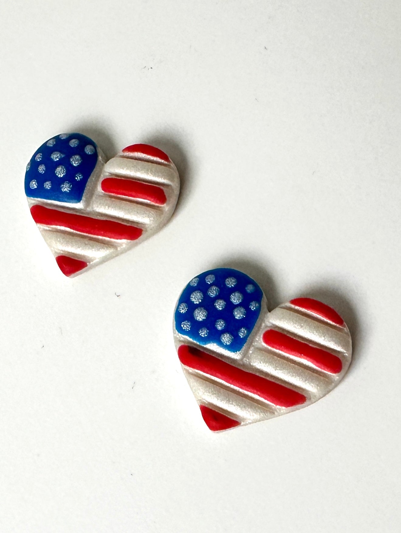 Patriotic Heart Earrings – Polymer Clay