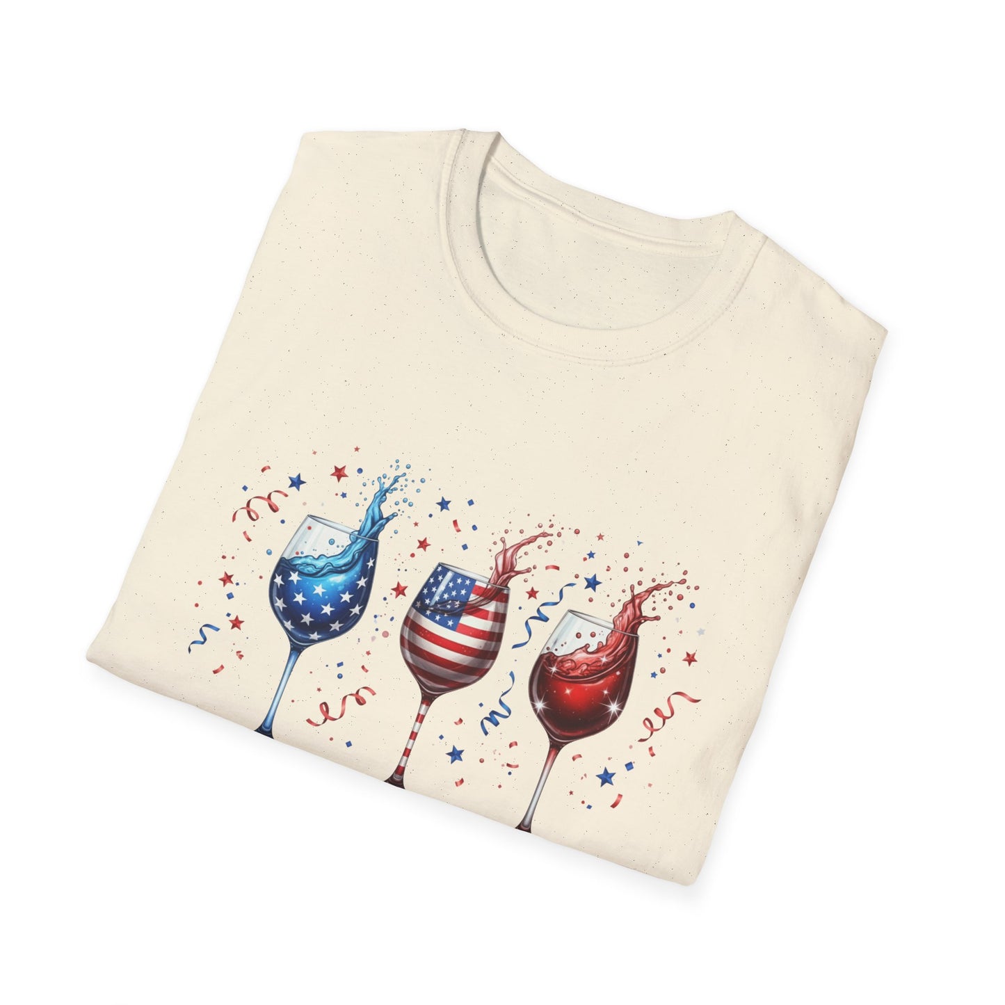 Patriotic Wine Glasses T-Shirt – Fourth of July Red White & Blue Wine Tee