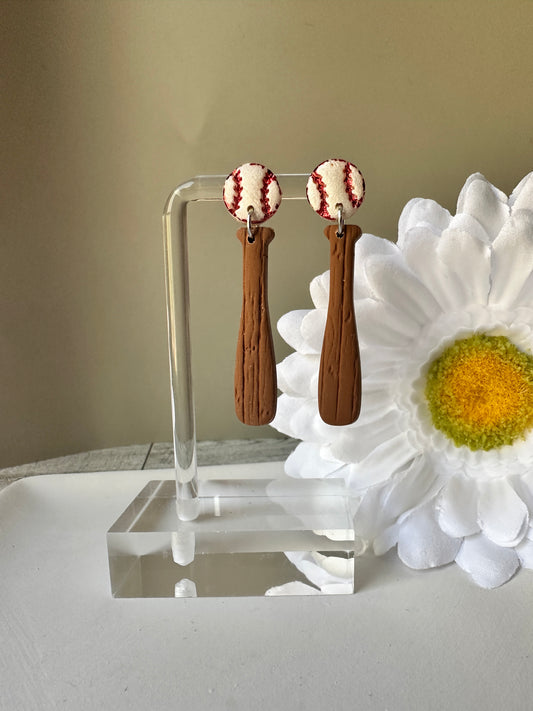 Enchanted Batter Up Polymer Clay Dangle Earrings