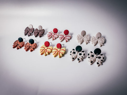 Enchanted Sideline Bows – Polymer Clay Dangle Earrings