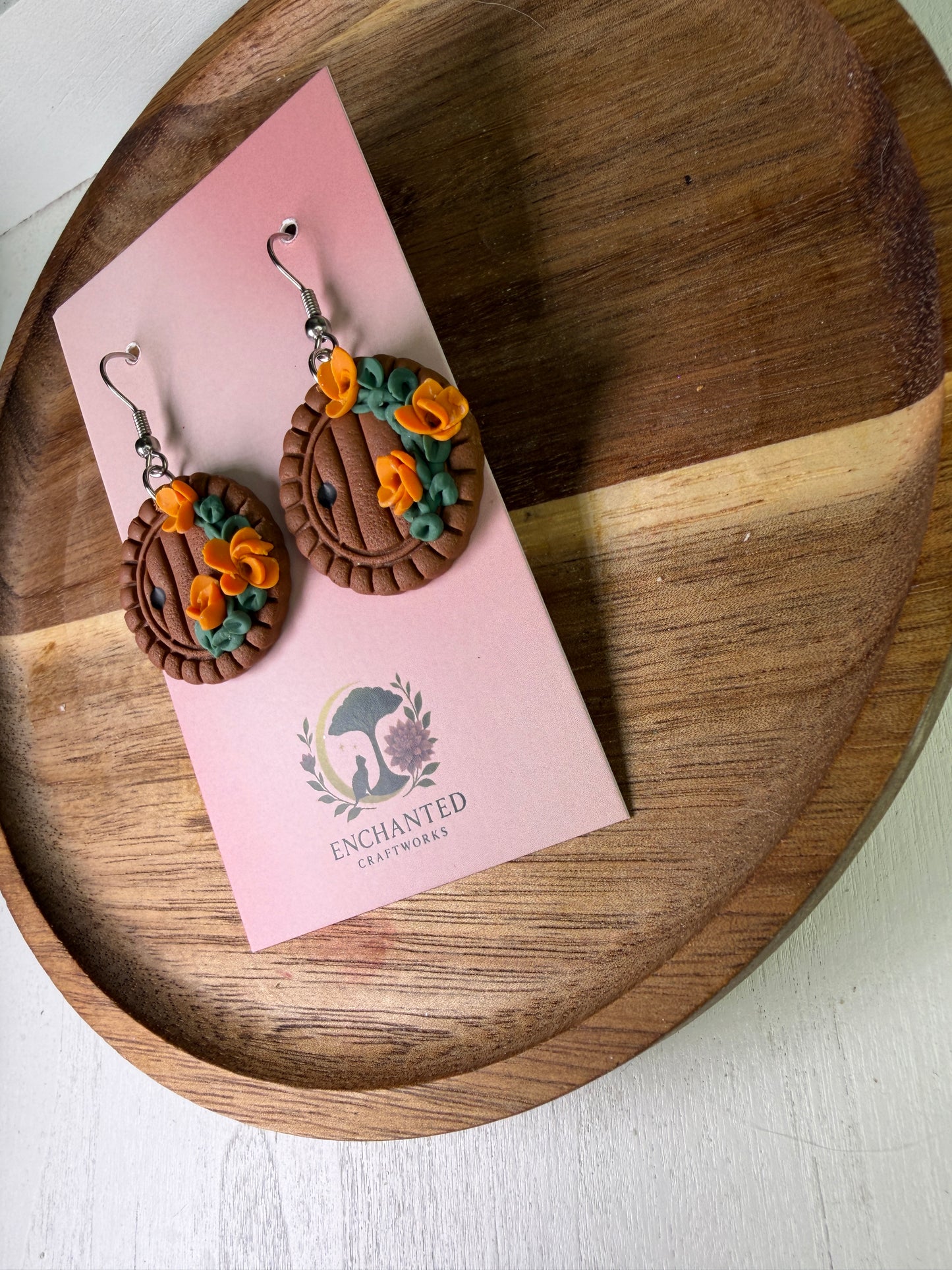 Enchanted Hobbit/ Fairy Door polymer Clay Dangle Earrings