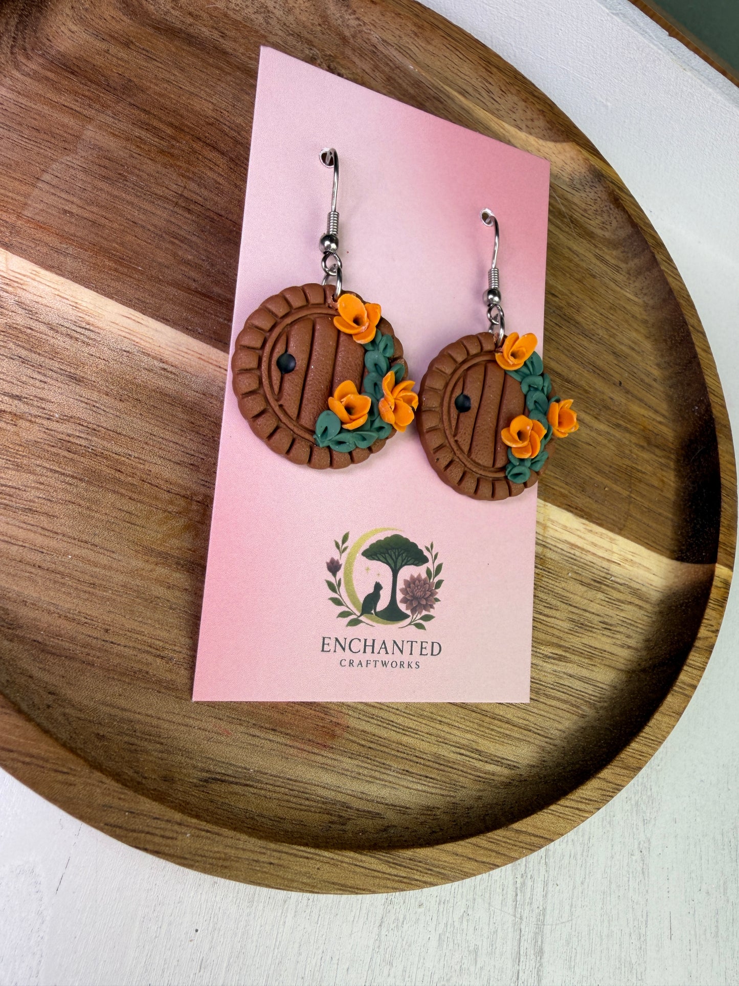 Enchanted Hobbit/ Fairy Door polymer Clay Dangle Earrings