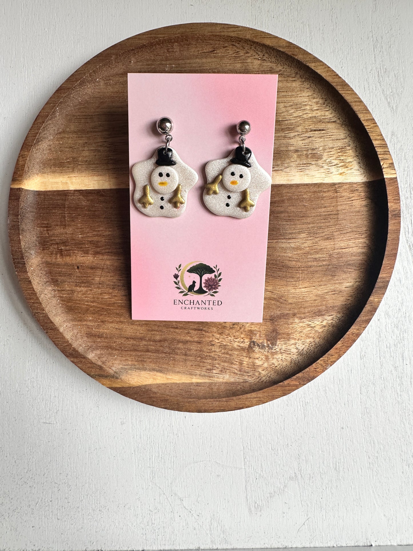 Melt My Heart Snowman Dangle Polymer Clay Earrings